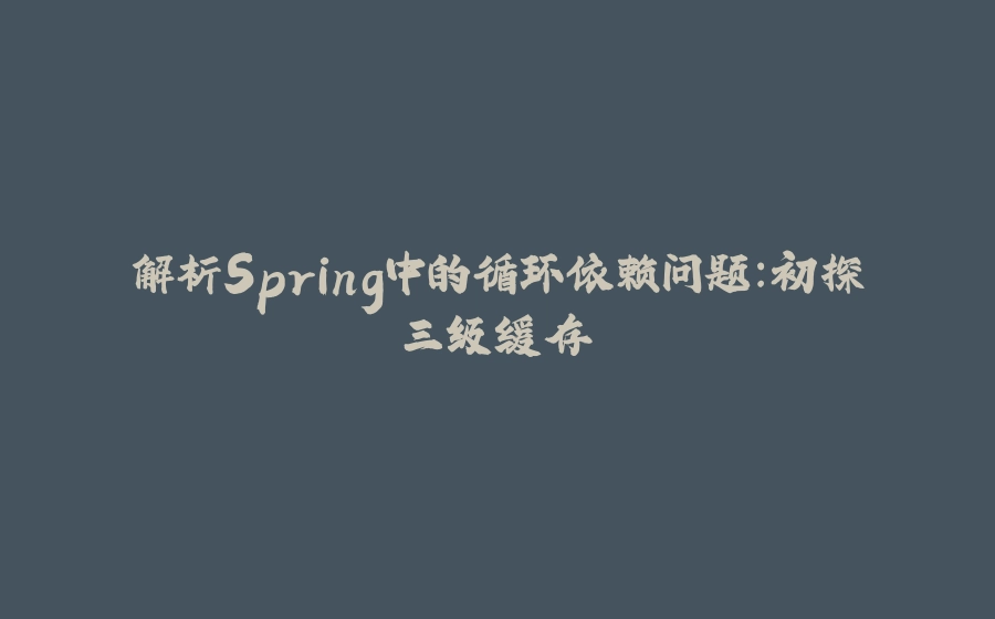 解析Spring中的循环依赖问题：初探三级缓存 - 拾光赋-拾光赋