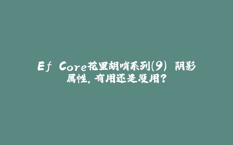 Ef Core花里胡哨系列(9) 阴影属性，有用还是没用？ - 拾光赋-拾光赋