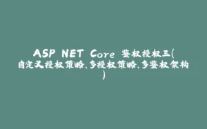 ASP.NET Core 鉴权授权三(自定义授权策略、多授权策略、多鉴权架构)-拾光赋