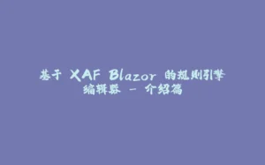 基于 XAF Blazor 的规则引擎编辑器 - 介绍篇-拾光赋