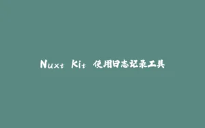 Nuxt Kit 使用日志记录工具-拾光赋