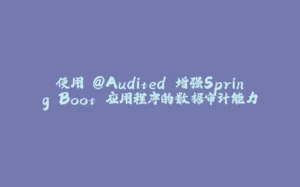 使用 @Audited 增强Spring Boot 应用程序的数据审计能力-拾光赋