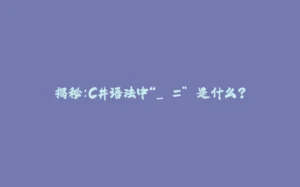 揭秘:C#语法中“_ =” 是什么?-拾光赋