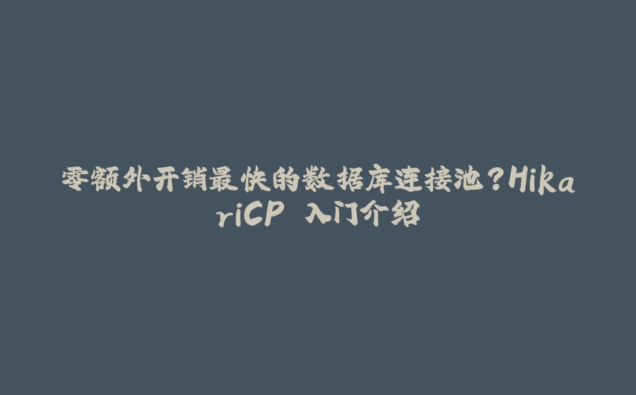 零额外开销最快的数据库连接池？HikariCP 入门介绍 - 拾光赋-拾光赋