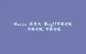 Nacos 爆重大 Bug！！不要升级，不要升级，不要升级-拾光赋