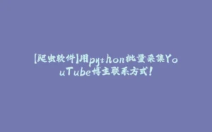 【爬虫软件】用python批量采集YouTube博主联系方式！-拾光赋