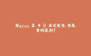 Nacos 2.4.0 正式发布，带来重磅更新！-拾光赋