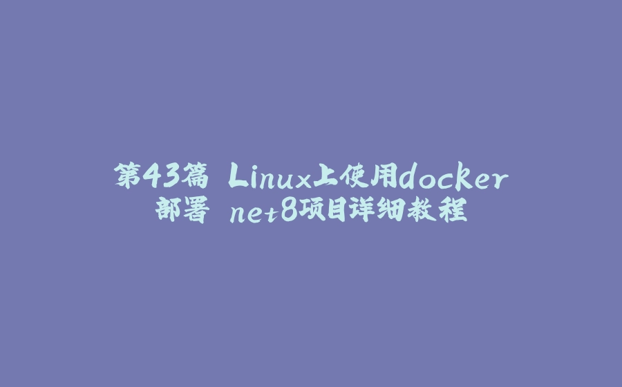 第43篇 Linux上使用docker部署.net8项目详细教程 - 拾光赋-拾光赋