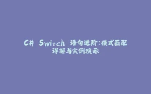 C# Switch 语句进阶：模式匹配详解与实例演示-拾光赋