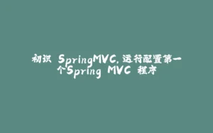 初识 SpringMVC,运行配置第一个Spring MVC 程序-拾光赋