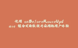 使用 onBeforeRouteUpdate 组合式函数提升应用的用户体验-拾光赋