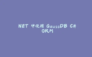 .NET 中使用 GaussDB C# ORM-拾光赋