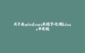 关于在windows系统下使用Linux子系统-拾光赋