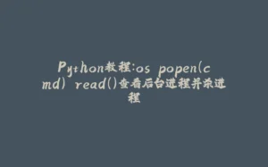 Python教程：os.popen(cmd).read()查看后台进程并杀进程-拾光赋