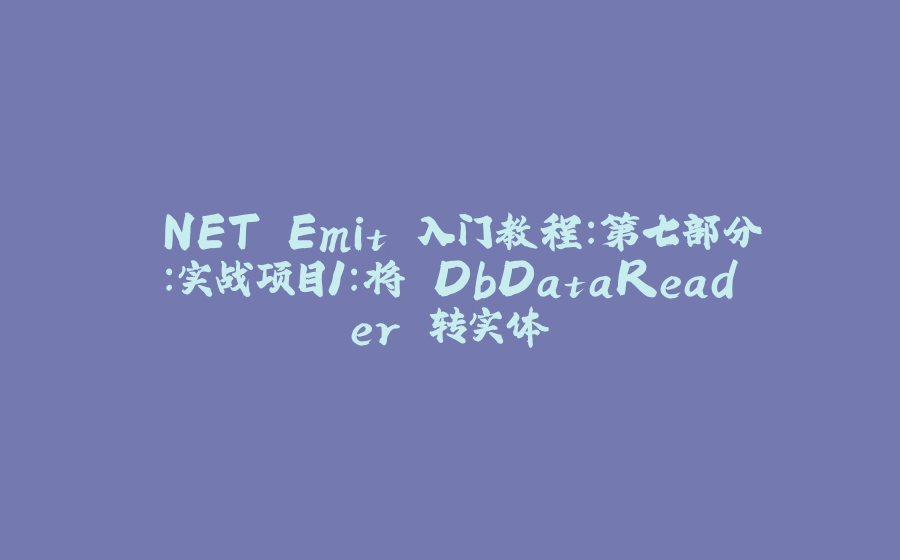 .NET Emit 入门教程：第七部分：实战项目1：将 DbDataReader 转实体 - 拾光赋-拾光赋