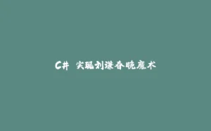 C# 实现刘谦春晚魔术-拾光赋