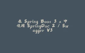 在 Spring Boot 3.x 中使用 SpringDoc 2 / Swagger V3-拾光赋