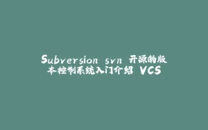 Subversion svn 开源的版本控制系统入门介绍 VCS-拾光赋