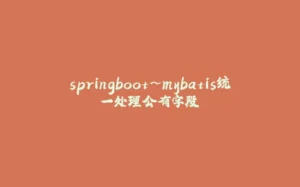 springboot~mybatis统一处理公有字段-拾光赋