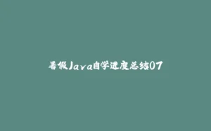 暑假Java自学进度总结07-拾光赋
