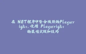 在.NET程序中整合微软的Playwright,使用 Playwright 的最佳实践和技巧-拾光赋