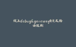 线上debug&gateway自定义路由规则-拾光赋
