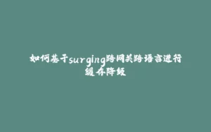 如何基于surging跨网关跨语言进行缓存降级-拾光赋