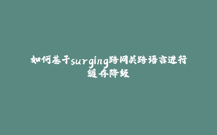 如何基于surging跨网关跨语言进行缓存降级 - 拾光赋-拾光赋