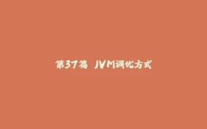 第37篇 JVM调优方式-拾光赋