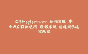 C#和sqlserver 如何实现 事务ACID和使用 数据库锁,悲观锁乐观锁死锁-拾光赋