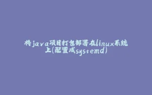 将java项目打包部署在linux系统上(配置成systemd)-拾光赋