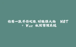 推荐一款界面优雅、功能强大的 .NET + Vue 权限管理系统-拾光赋