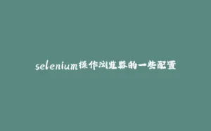 selenium操作浏览器的一些配置-拾光赋