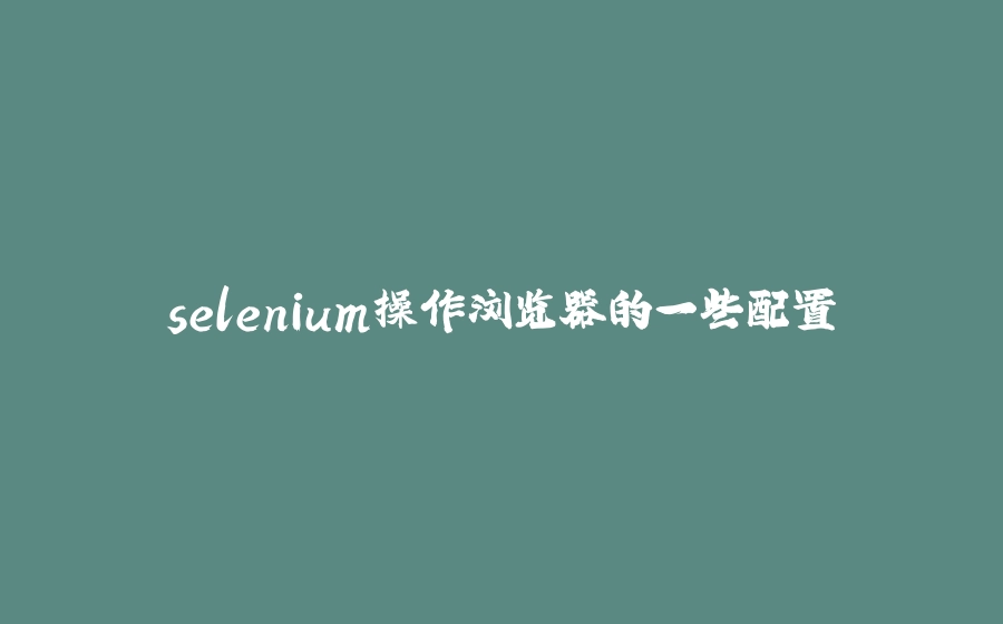 selenium操作浏览器的一些配置 - 拾光赋-拾光赋