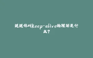 说说你对keep-alive的理解是什么？-拾光赋