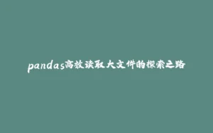 pandas高效读取大文件的探索之路-拾光赋