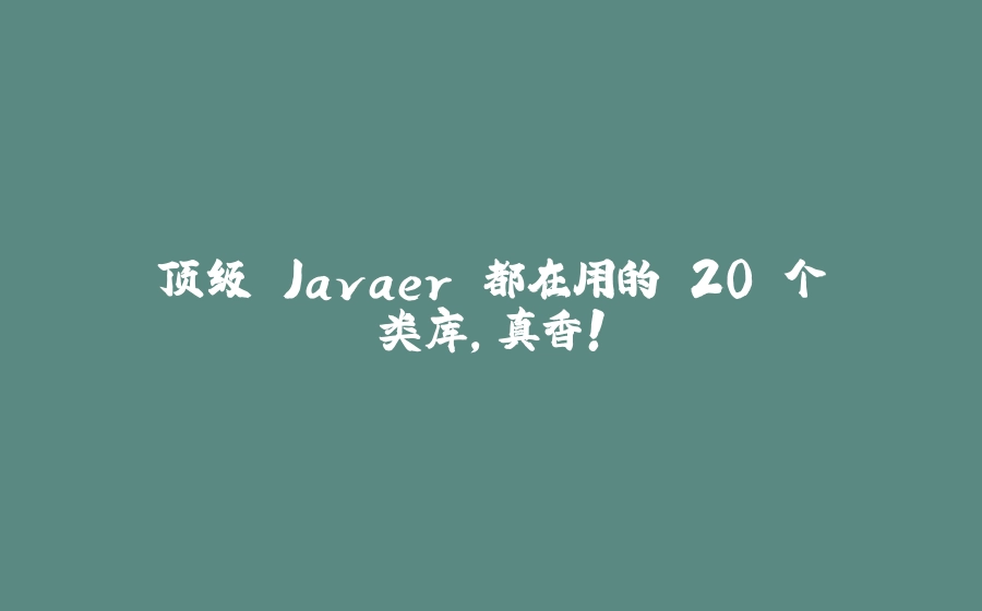 顶级 Javaer 都在用的 20 个类库，真香！ - 拾光赋-拾光赋
