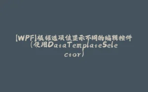 【WPF】根据选项值显示不同的编辑控件（使用DataTemplateSelector）-拾光赋