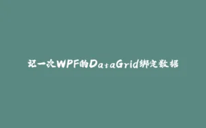 记一次WPF的DataGrid绑定数据-拾光赋