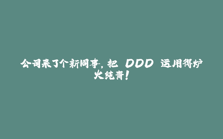 公司来了个新同事，把 DDD 运用得炉火纯青！ - 拾光赋-拾光赋