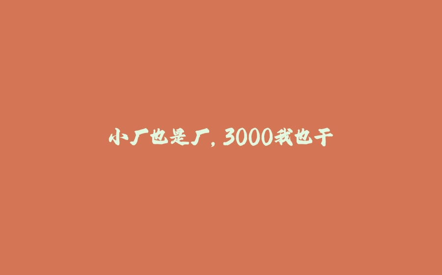 小厂也是厂，3000我也干 - 拾光赋-拾光赋