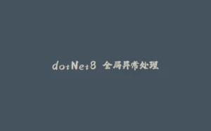 dotNet8 全局异常处理-拾光赋