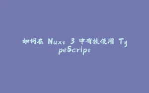 如何在 Nuxt 3 中有效使用 TypeScript-拾光赋