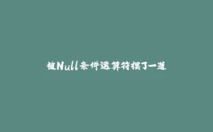 被Null条件运算符摆了一道-拾光赋