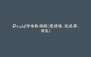 Druid作为数据源（连接池、过滤器、日志）-拾光赋