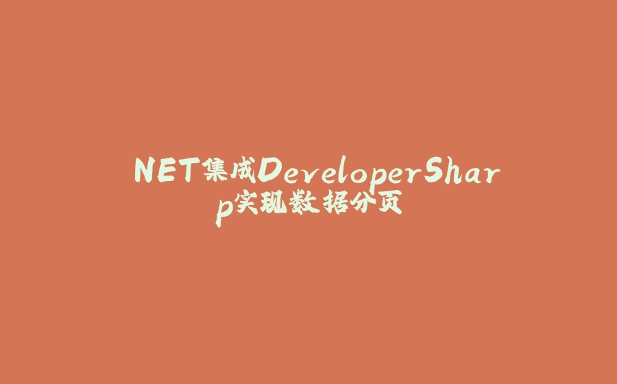.NET集成DeveloperSharp实现数据分页 - 拾光赋-拾光赋