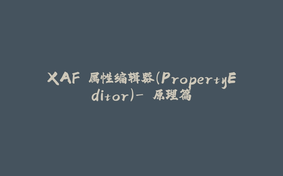 XAF 属性编辑器（PropertyEditor）- 原理篇 - 拾光赋-拾光赋