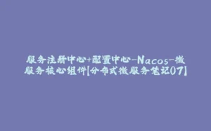 服务注册中心+配置中心-Nacos-微服务核心组件【分布式微服务笔记07】-拾光赋