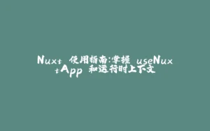 Nuxt 使用指南：掌握 useNuxtApp 和运行时上下文-拾光赋
