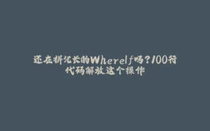 还在拼冗长的WhereIf吗？100行代码解放这个操作-拾光赋